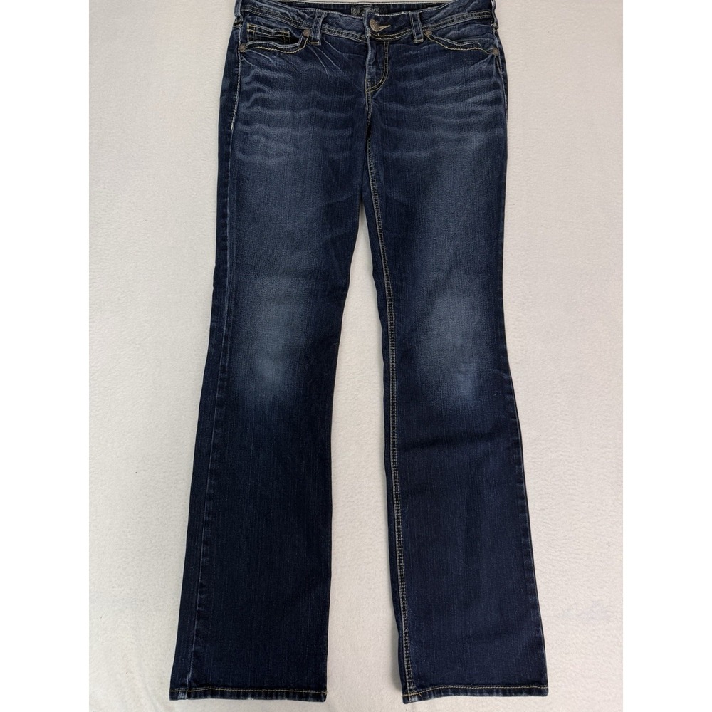 Silver Jeans Co. Suki Mid Baby Boot Jeans Womens W31 L33 Dark Wash Fluid Denim